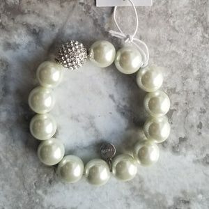 Chicos Bejeweled Crystal Pave Faux Pearl Bracelet